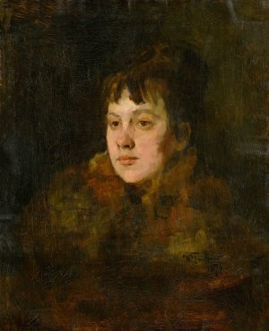 Portrait of a Lady in Fur by Wilhelm Trubner Oil Painting