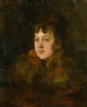 Portrait of a Lady in Fur by Wilhelm Trubner Oil Painting