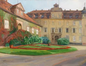 Schloshof in Baden-Baden im September by Wilhelm Trubner Oil Painting