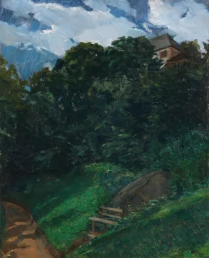 Schlosspark Lichtenberg mit Bank by Wilhelm Trubner Oil Painting