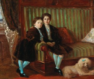 Siblings by Wilhelm Trubner Oil Painting