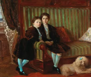Siblings by Wilhelm Trubner Oil Painting