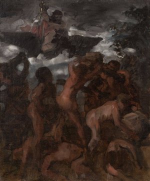Study for the Gigantenschlacht by Wilhelm Trubner Oil Painting