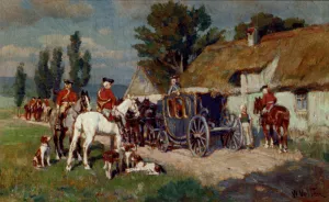 A Hunting Party Ready For The Off by Wilhelm Velten Oil Painting