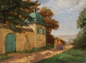 A walk in the palace park by Wilhelm Velten Oil Painting