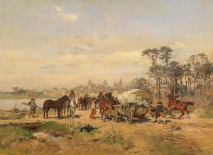 Achsbruch auf der Strase nach Rothenburg by Wilhelm Velten Oil Painting