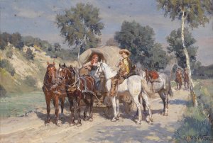 Begegnung auf der Landstrase by Wilhelm Velten Oil Painting