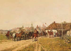 Heimkehrende Truppen vor den Toren der Stadt by Wilhelm Velten Oil Painting
