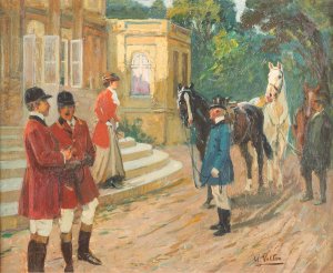 Leaving for the hunt by Wilhelm Velten Oil Painting