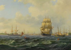 Shipping At Copenhagen by Wilhelm Victor Bille Oil Painting