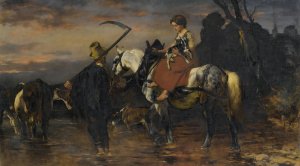 Fording the river by Wilhelm Von Diez Oil Painting