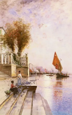 A Venetian Canal by Wilhelm Von Gegerfelt Oil Painting