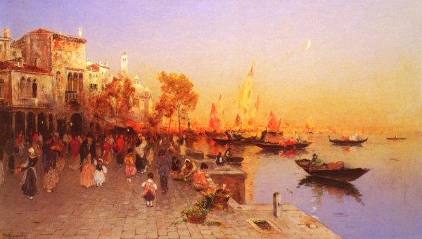 Main Product Photo of An Italian Port Painting by Wilhelm Von Gegerfelt