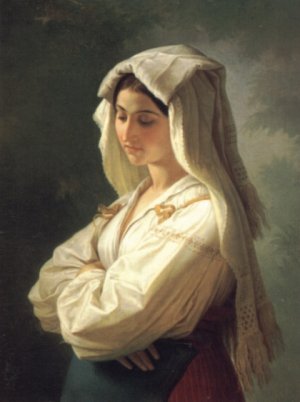 Bildnis Einer Italienerin by Wilhelm Von Kaulbach Oil Painting