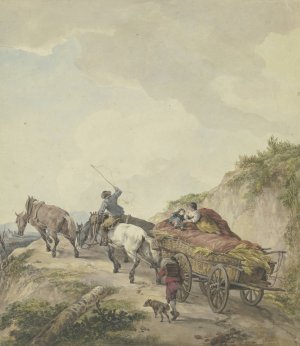 Bauernwagen in bergiger Landschaft by Wilhelm Von Kobell Oil Painting