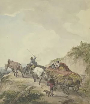 Bauernwagen in bergiger Landschaft by Wilhelm Von Kobell Oil Painting