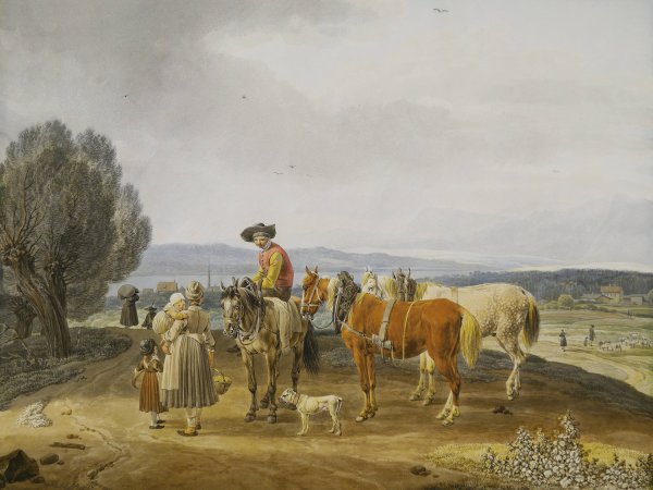 Begegnung auf der Landstrase, Jeweils  by Wilhelm Von Kobell - Hand-Painted Oil Painting Reproduction
