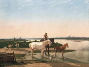 Isar Landscape near Munich by Wilhelm Von Kobell Oil Painting