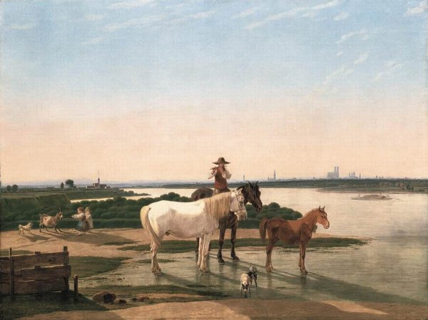 Isar Landscape near Munich by Wilhelm Von Kobell - Hand-Painted Oil Painting Reproduction