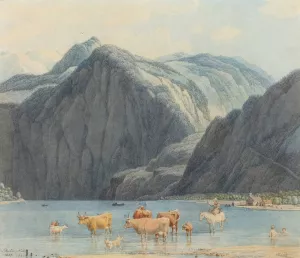 KOnigsee with the Cliffs of St. Bartholomee by Wilhelm Von Kobell Oil Painting