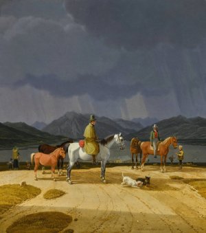 Riders before the Tegernsee by Wilhelm Von Kobell Oil Painting