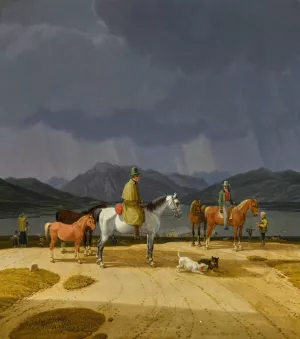Riders before the Tegernsee by Wilhelm Von Kobell Oil Painting