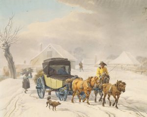 Stagecoach in Winter by Wilhelm Von Kobell Oil Painting