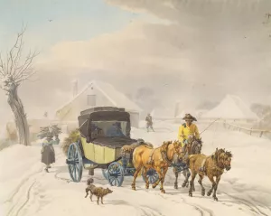 Stagecoach in Winter by Wilhelm Von Kobell Oil Painting