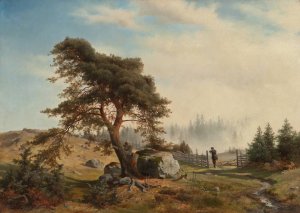 Landscape with Hunters by Wilhelm Von Morner Oil Painting