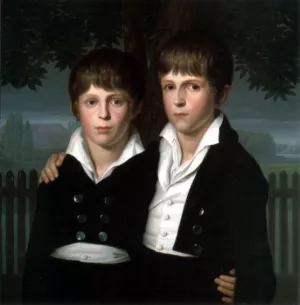 Doppelbildnis Paul Und Max Von Mila, Im Hintergrand Schloss Bellevue by Wilhelm Von Schadow - Oil Painting Reproduction