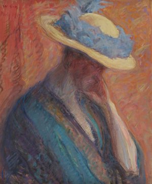 Woman In A Hat by Wilho Sjostrom Oil Painting