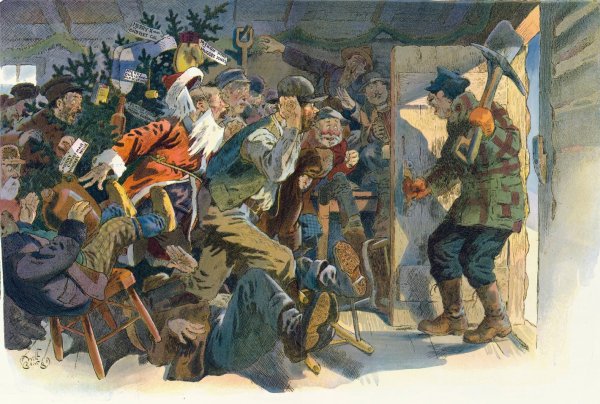 Main Product Photo of Christmas in a mining camp  Painting by Will Crawford