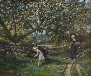 Picking Up Spring Flowers by Will Hicock Low Oil Painting