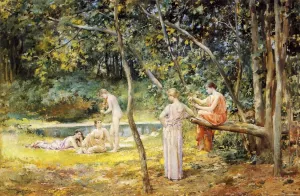 An Arcadian Pool Oil painting by Will Hicok Low