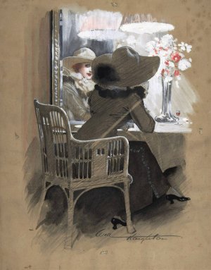 Portrait of a Woman Seated at a Table by Will Houghton Oil Painting