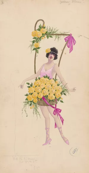 2-Yellow Roses by Will R. Barnes Oil Painting