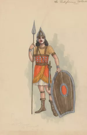 48 Babylonian Soldiers by Will R. Barnes Oil Painting