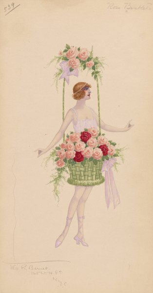 539-Rose Basket  by Will R. Barnes - Hand-Painted Oil Painting Reproduction