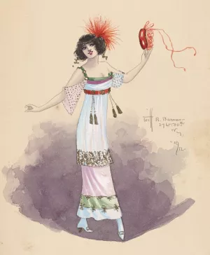 5th Folies Girl-Act I by Will R. Barnes Oil Painting