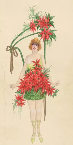 8-Poinsettias by Will R. Barnes Oil Painting