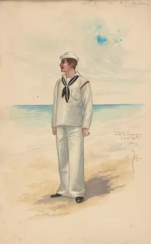 Act I-12 U.S. Sailors by Will R. Barnes Oil Painting
