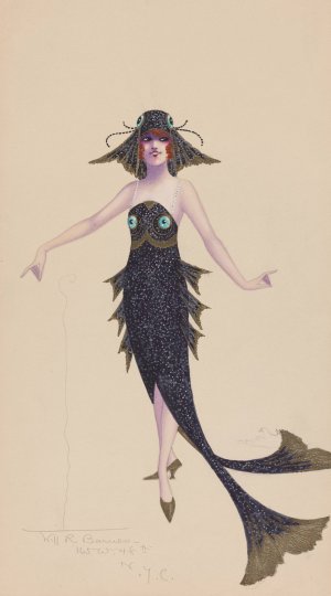 Black fish costume by Will R. Barnes Oil Painting