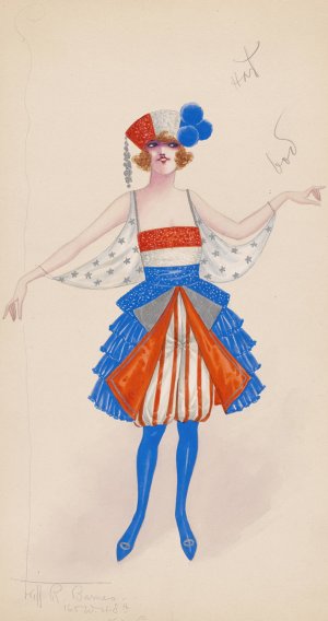 Costume for girls in red, white, and blue Oil painting by Will R. Barnes