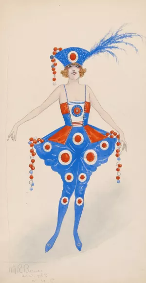 Costume for girls in red, white, and blue Oil painting by Will R. Barnes