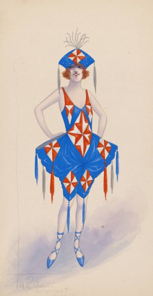 Costume for girls in red, white, and blue by Will R. Barnes Oil Painting