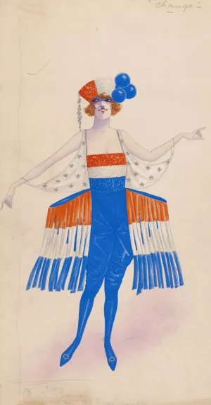 Costume for girls in red, white, and blue by Will R. Barnes Oil Painting