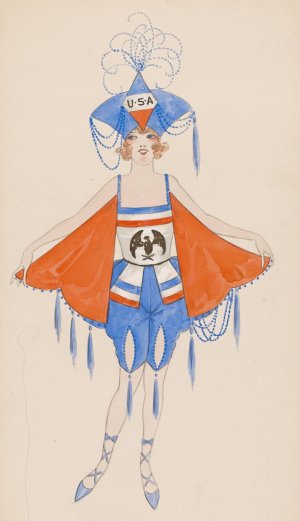Costume for girls in red, white, and blue by Will R. Barnes Oil Painting