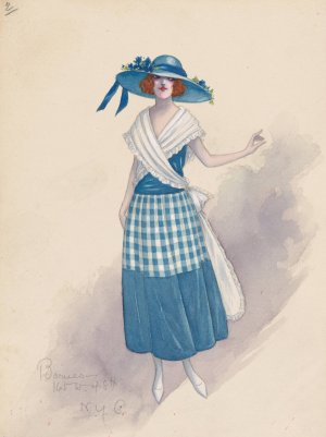 Gingham girl, 2 by Will R. Barnes Oil Painting