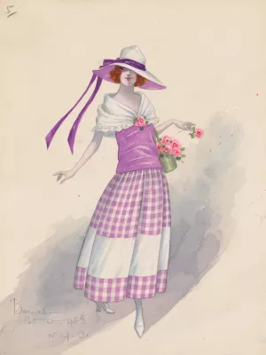 Gingham girl, 5 by Will R. Barnes Oil Painting