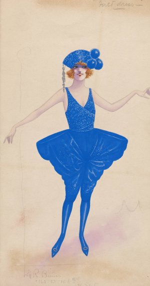 Girl in blue by Will R. Barnes Oil Painting